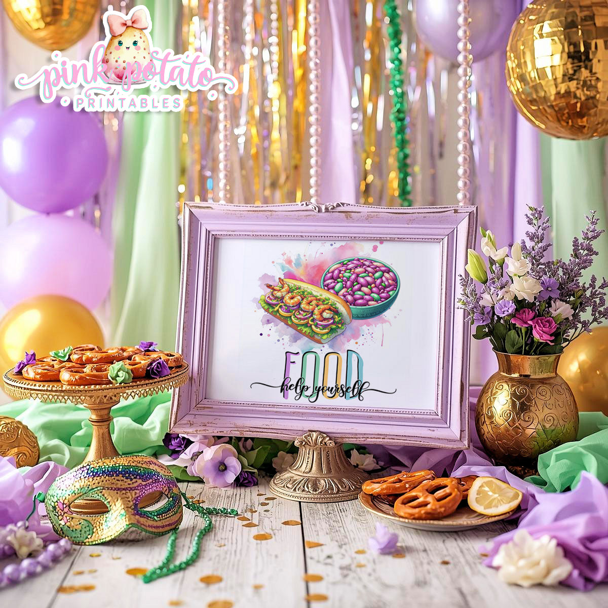 Mardi Gras-Party Signs-Buffet Signs-Food Table Sign-Drink Station Sign-Mardi Gras Theme-Fat Tuesday-Party Printable-Digital-INSTANT DOWNLOAD