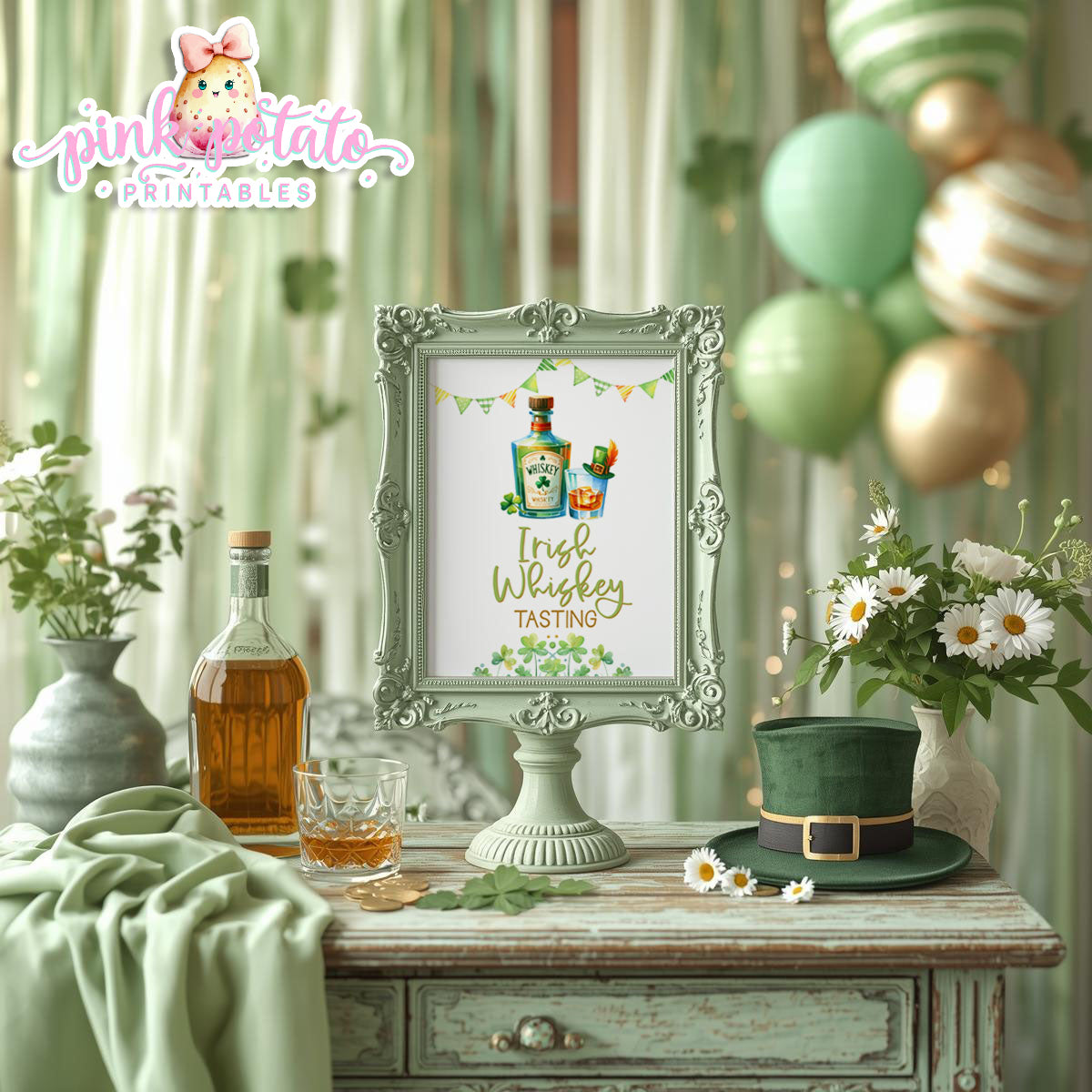 St. Paddy's Day-Whiskey Tasting-Irish Whiskey Tasting Sign-St. Patrick's Day Theme-Party Printable-Digital-INSTANT DOWNLOAD