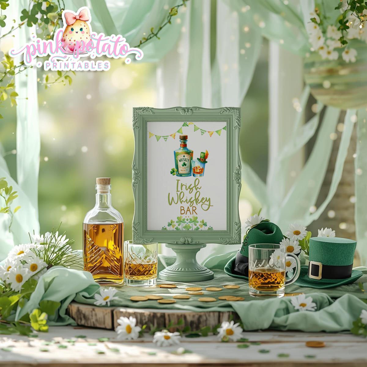 St. Paddy's Day-Irish Whiskey Bar Sign-St. Patrick's Day Theme-Party Printable-Digital-INSTANT DOWNLOAD