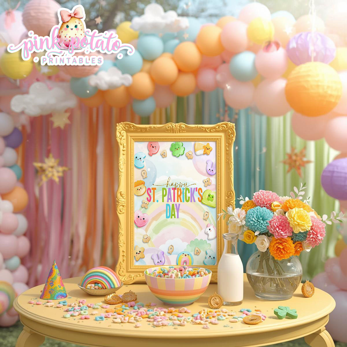 Charmed-8x10 Happy St. Patrick's Day Sign-Party Sign-Buffet Sign-St. Paddy's Day-St. Patrick's Day Theme-Party Printable-DigitaI-Lucky Charms-Marshmallow Cereal-Magical Cereal-INSTANT DOWNLOAD