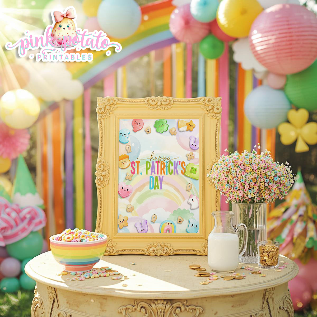 Charmed-8x10 Happy St. Patrick's Day Sign-Party Sign-Buffet Sign-St. Paddy's Day-St. Patrick's Day Theme-Party Printable-DigitaI-Lucky Charms-Marshmallow Cereal-Magical Cereal-INSTANT DOWNLOAD