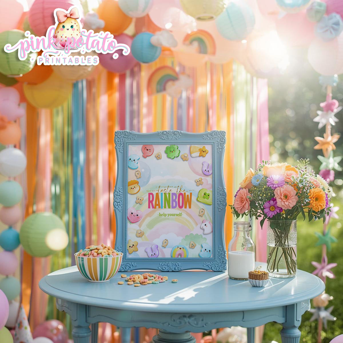 Charmed-8x10 Taste the Rainbow Help Yourself-Party Signs-Buffet Sign-St. Paddy's Day-St. Patrick's Day Theme-Party Printable-DigitaI-Lucky Charms-Marshmallow Cereal-Magical Cereal-INSTANT DOWNLOAD