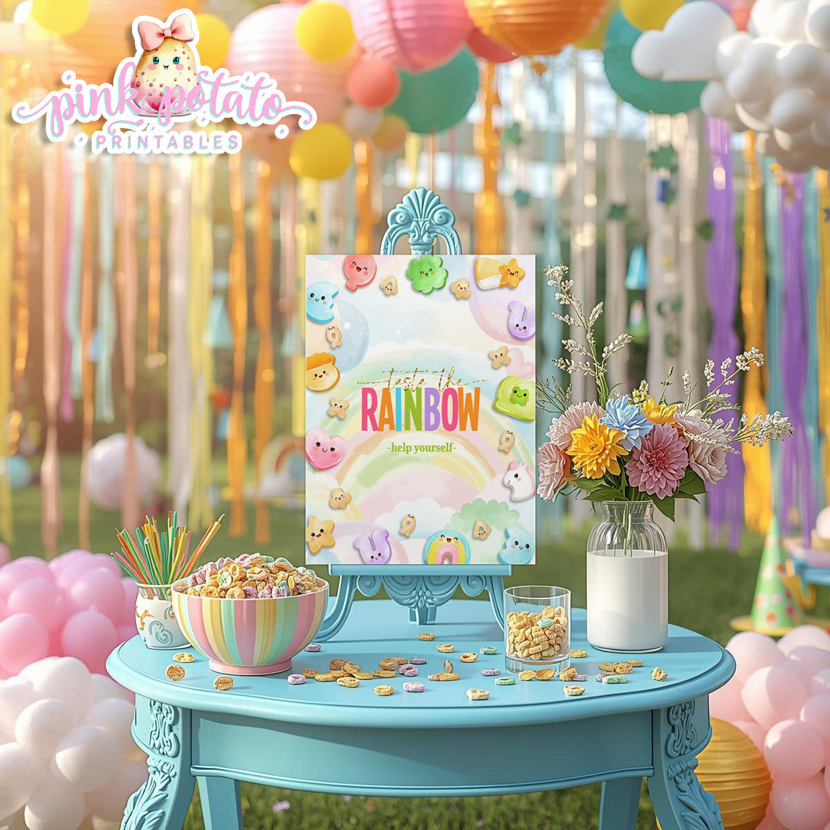 Charmed-8x10 Taste the Rainbow Help Yourself-Party Signs-Buffet Sign-St. Paddy's Day-St. Patrick's Day Theme-Party Printable-DigitaI-Lucky Charms-Marshmallow Cereal-Magical Cereal-INSTANT DOWNLOAD