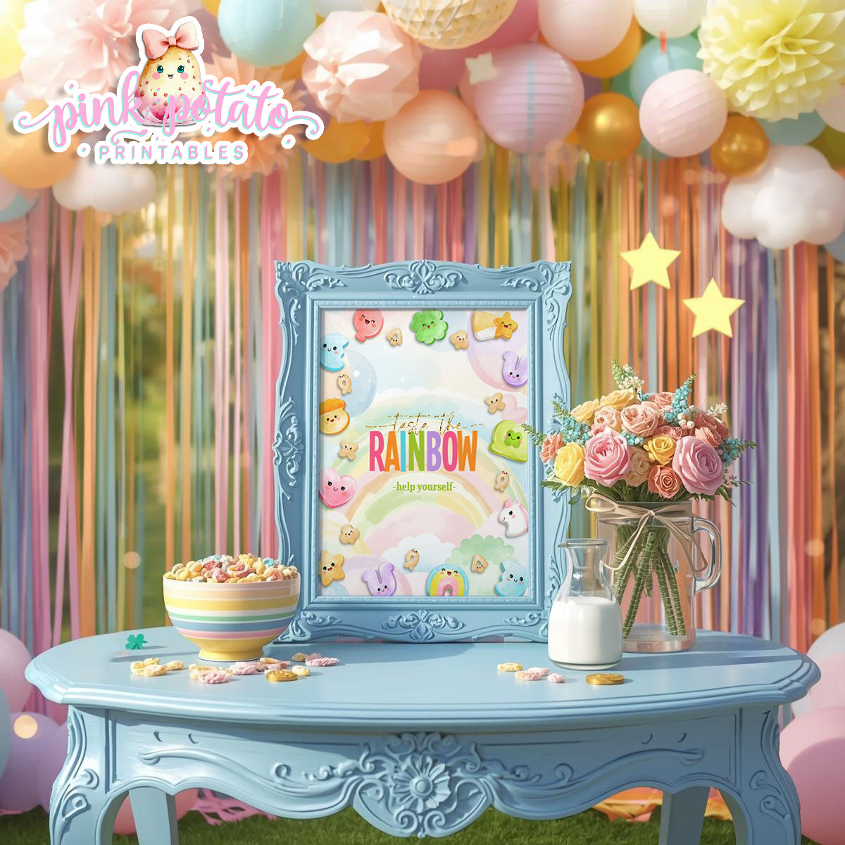 Charmed-8x10 Taste the Rainbow Help Yourself-Party Signs-Buffet Sign-St. Paddy's Day-St. Patrick's Day Theme-Party Printable-DigitaI-Lucky Charms-Marshmallow Cereal-Magical Cereal-INSTANT DOWNLOAD
