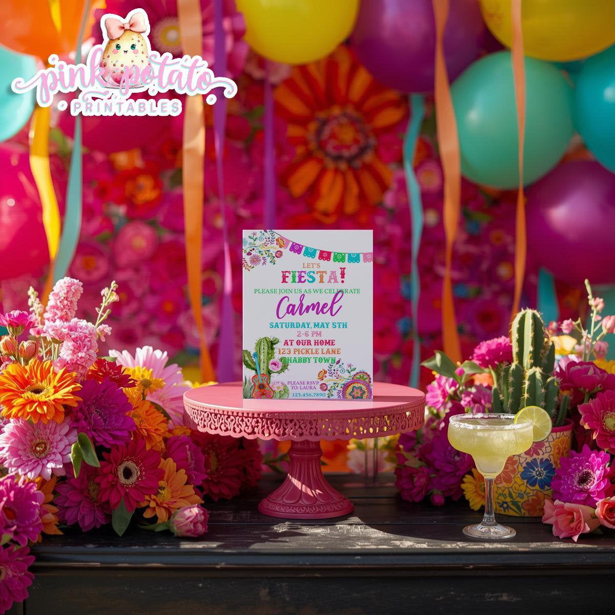 Fiesta-INVITATIONS-Editable in Corjl-Cinco De Mayo Invite-Taco Tuesday-Margarita Monday-INSTANT DOWNLOAD
