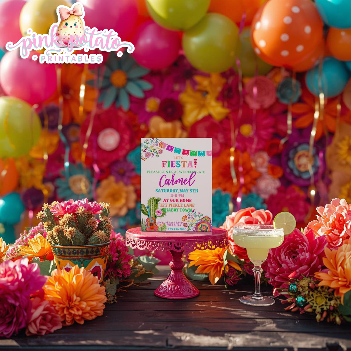 Fiesta-INVITATIONS-Editable in Corjl-Cinco De Mayo Invite-Taco Tuesday-Margarita Monday-INSTANT DOWNLOAD