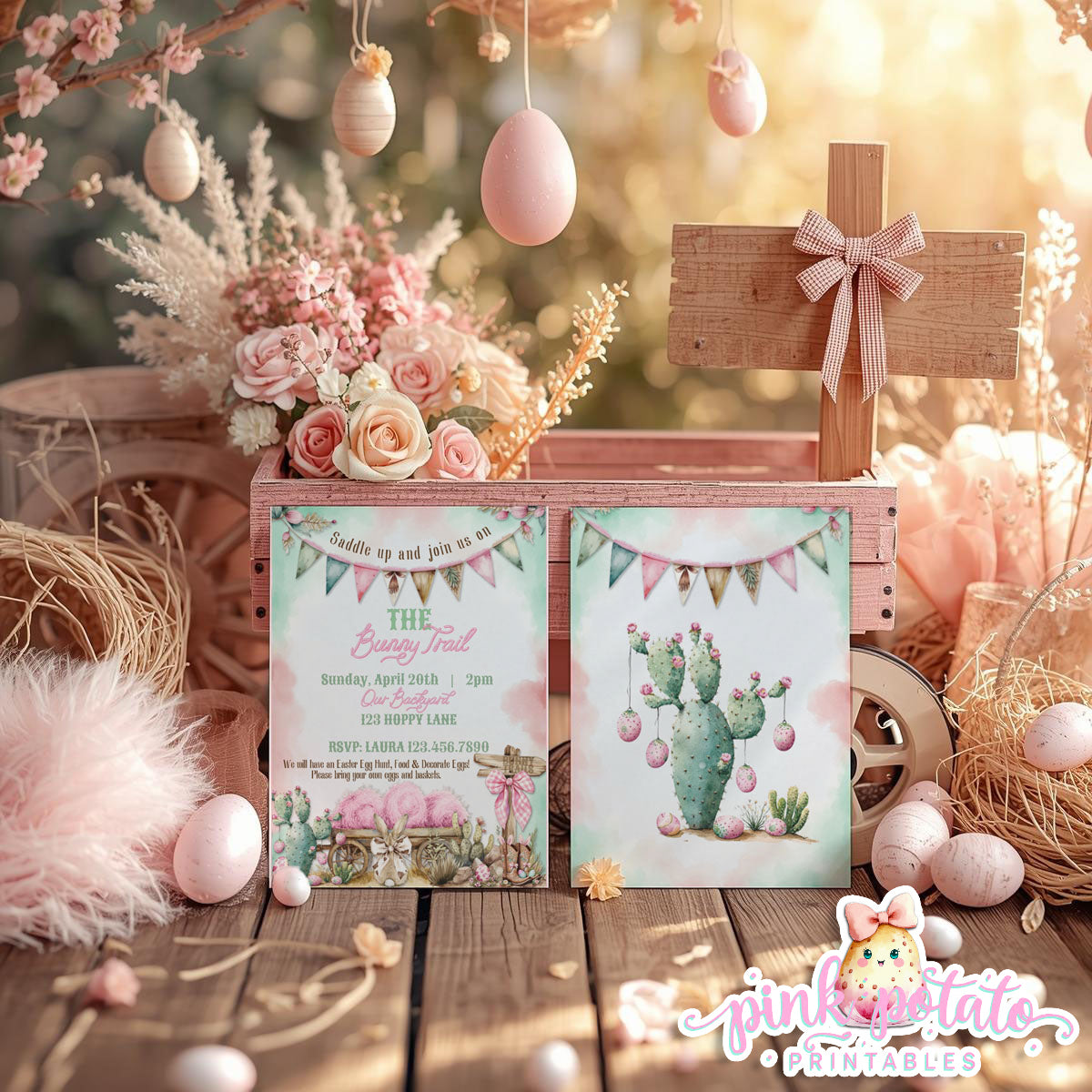 Bunny Trails-Editable Easter Invitation-Completely Editable in CORJL ONLY-Western Easter-Easter Invite-Customize Invitations-Easter Sunday-Happy Easter-Easter Buffet-Cowgirl-Cowboy-Customize-INSTANT DOWNLOAD
