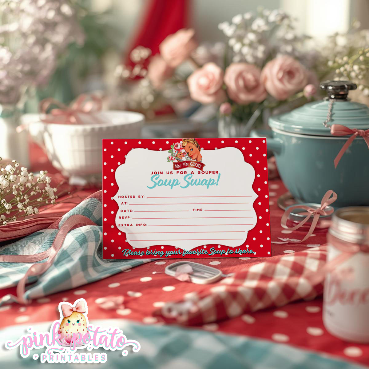 Soup Swap Mini Kit-Party Printable-Editable-Soups On-Soup Social-Soup Can-Campbells-Neighbors Night-Soup Party-Decorations-INSTANT DOWNLOAD