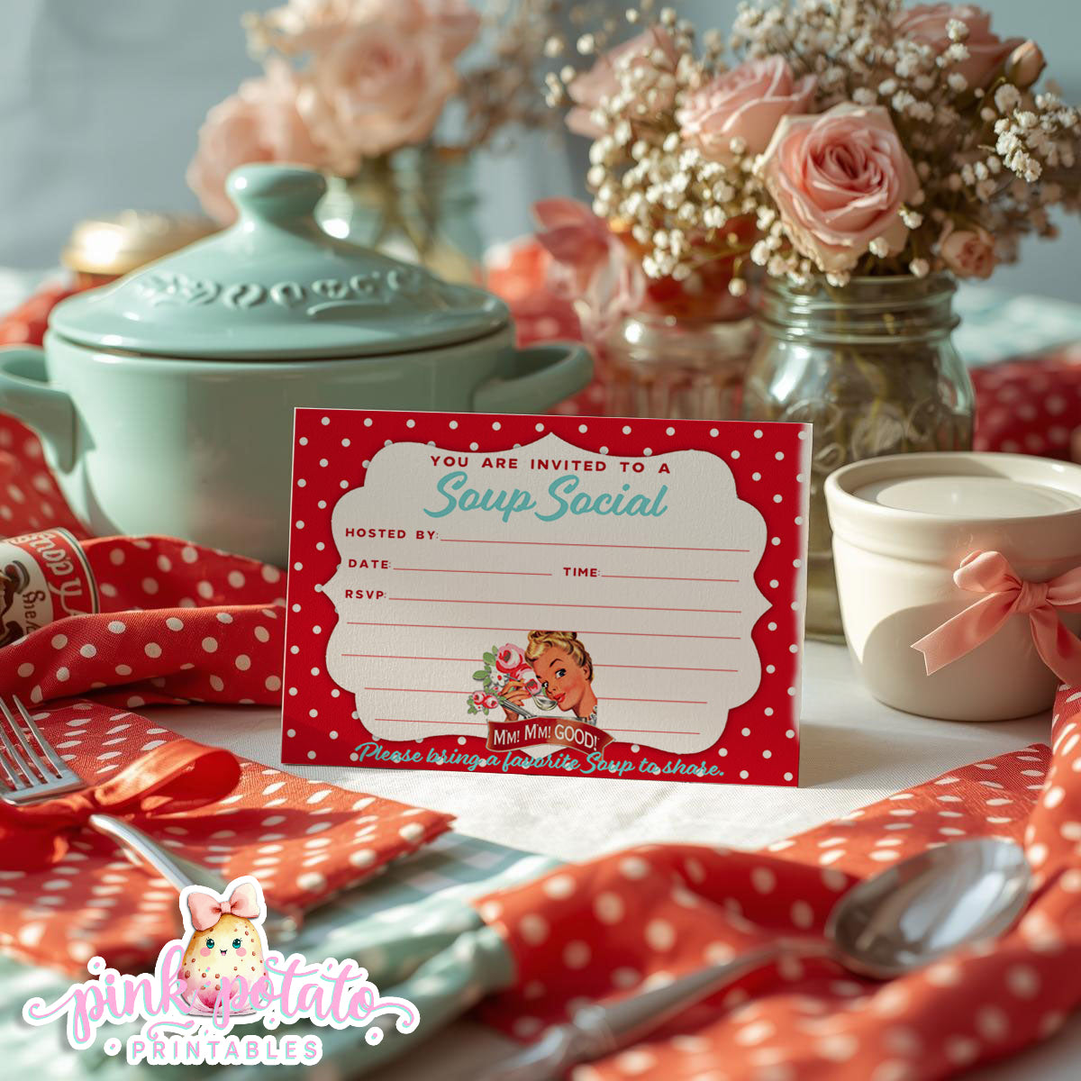 Soups On-Fill-In Invitation-2 Different Styles-Printable-Parties-Soup Social-Soup Can-Campbells-Neighbors Night-Soup Party-INSTANT DOWNLOAD