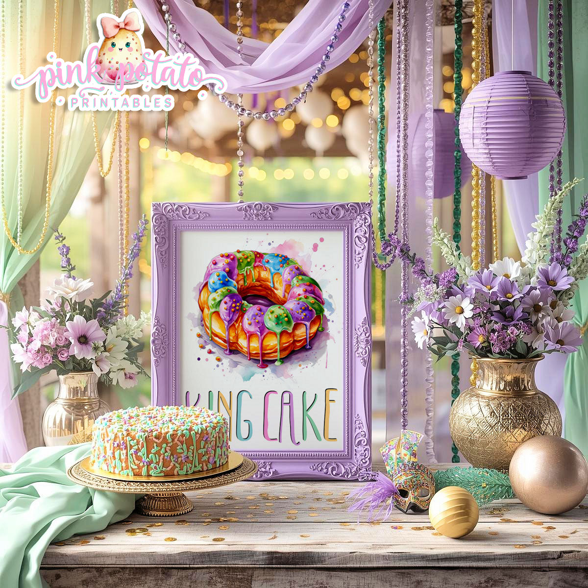 Mardi Gras-Party Signs-Mardi Gras Beignets Sign-Mardi Gras King Cake Sign-Mardi Gras Theme-Fat Tuesday-Party Printable-Digital-INSTANT DOWNLOAD