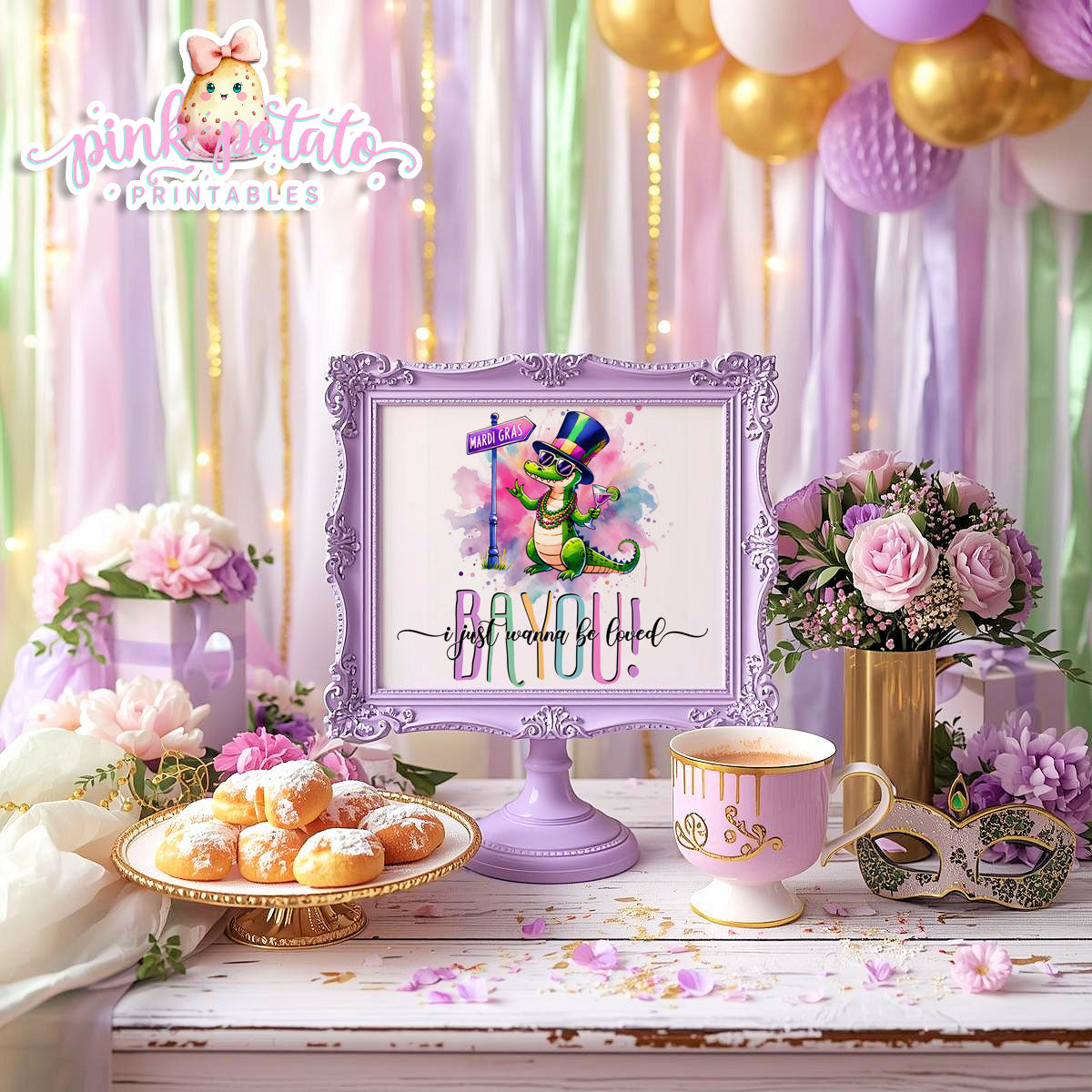 Mardi Gras-Party Signs-I just Wanna Be Loved Bayou Sign-Bayou Sign-Mardi Gras Theme-Fat Tuesday-Party Printable-Digital-INSTANT DOWNLOAD