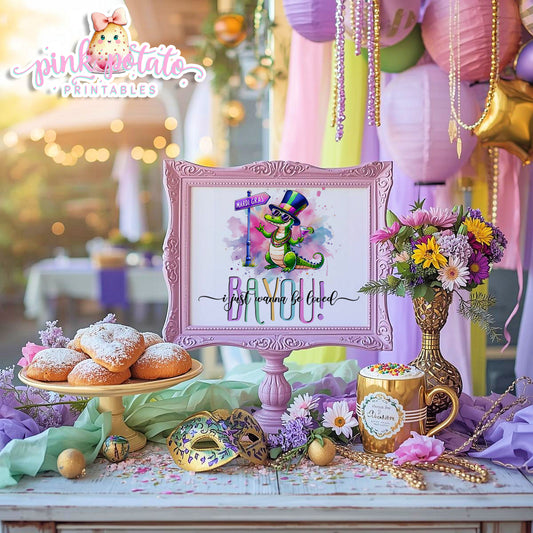 Mardi Gras-Party Signs-I just Wanna Be Loved Bayou Sign-Bayou Sign-Mardi Gras Theme-Fat Tuesday-Party Printable-Digital-INSTANT DOWNLOAD