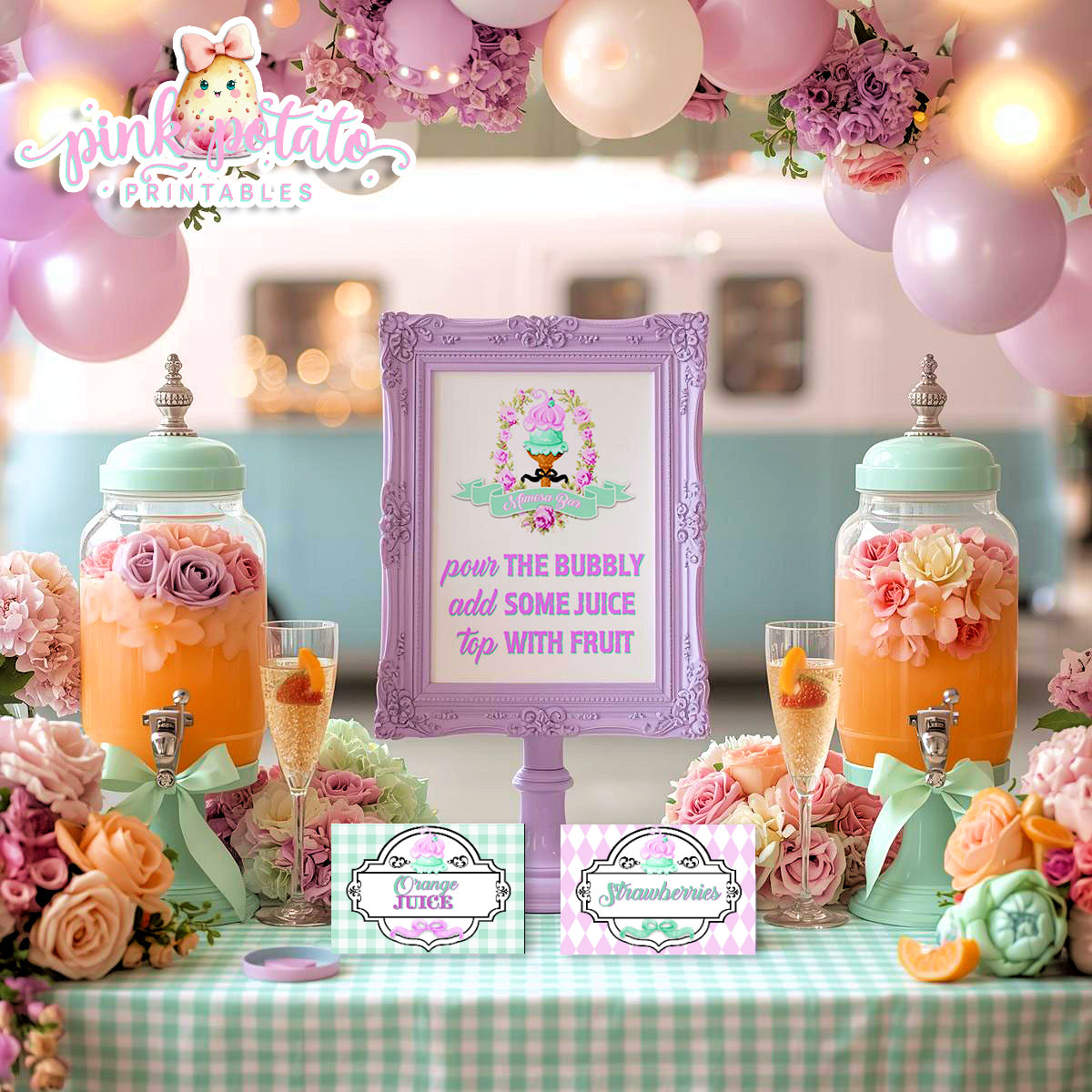 Here's The Scoop, Baby-Mimosa Bar-Ice Cream Baby Shower-Labels-Ice Cream Cupcakes-Cupcake Rounds-Digital-INSTANT DOWNLOAD