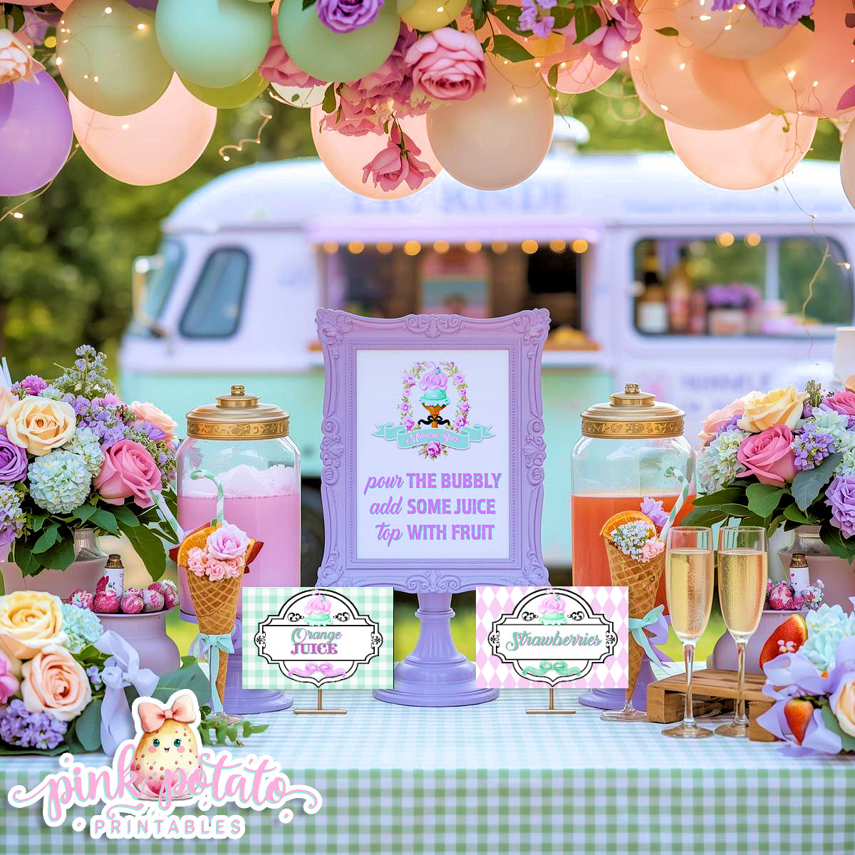 Here's The Scoop, Baby-Mimosa Bar-Ice Cream Baby Shower-Labels-Ice Cream Cupcakes-Cupcake Rounds-Digital-INSTANT DOWNLOAD