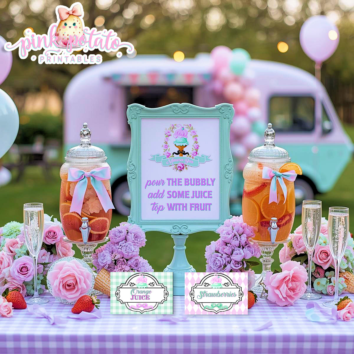 Here's The Scoop, Baby-Mimosa Bar-Ice Cream Baby Shower-Labels-Ice Cream Cupcakes-Cupcake Rounds-Digital-INSTANT DOWNLOAD