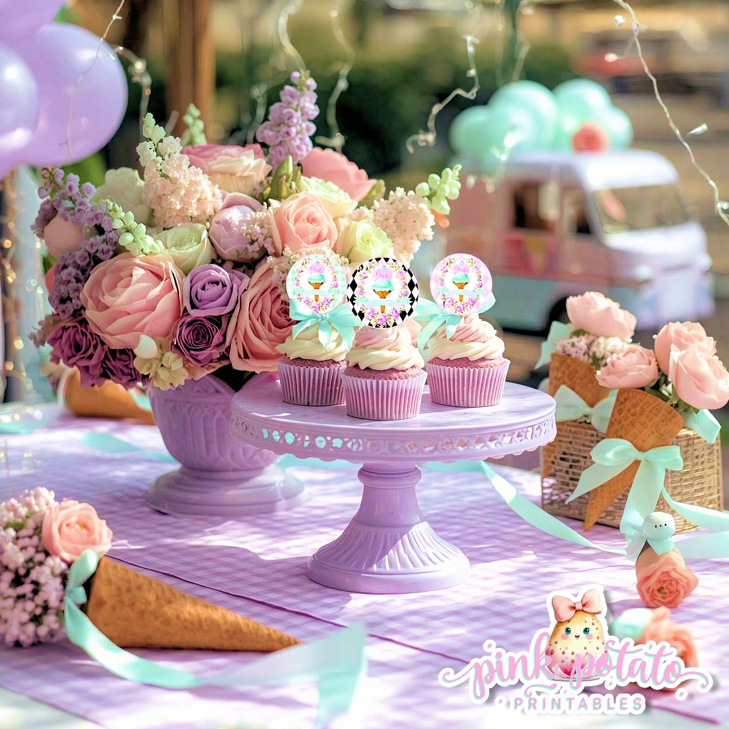 Here's The Scoop, Baby-Cupcake Toppers and Wrappers-Ice Cream Baby Shower-Labels-Ice Cream Cupcakes-Cupcake Rounds-Digital-INSTANT DOWNLOAD