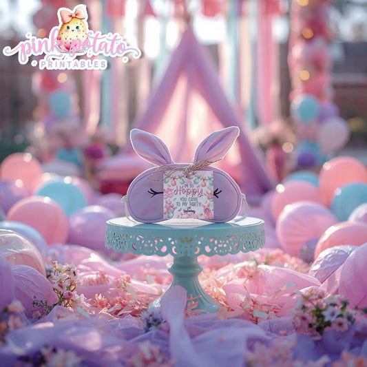 Easter Sleepover-Favor Tags-Edit in Corjl ONLY-Easter Slumber Party-Party Favor Tags-Thank You Tags-Easter Birthday-Easter Party-Happy Birthday-Birthday Sleepover-Birthday Slumber Party-INSTANT DOWNLOAD