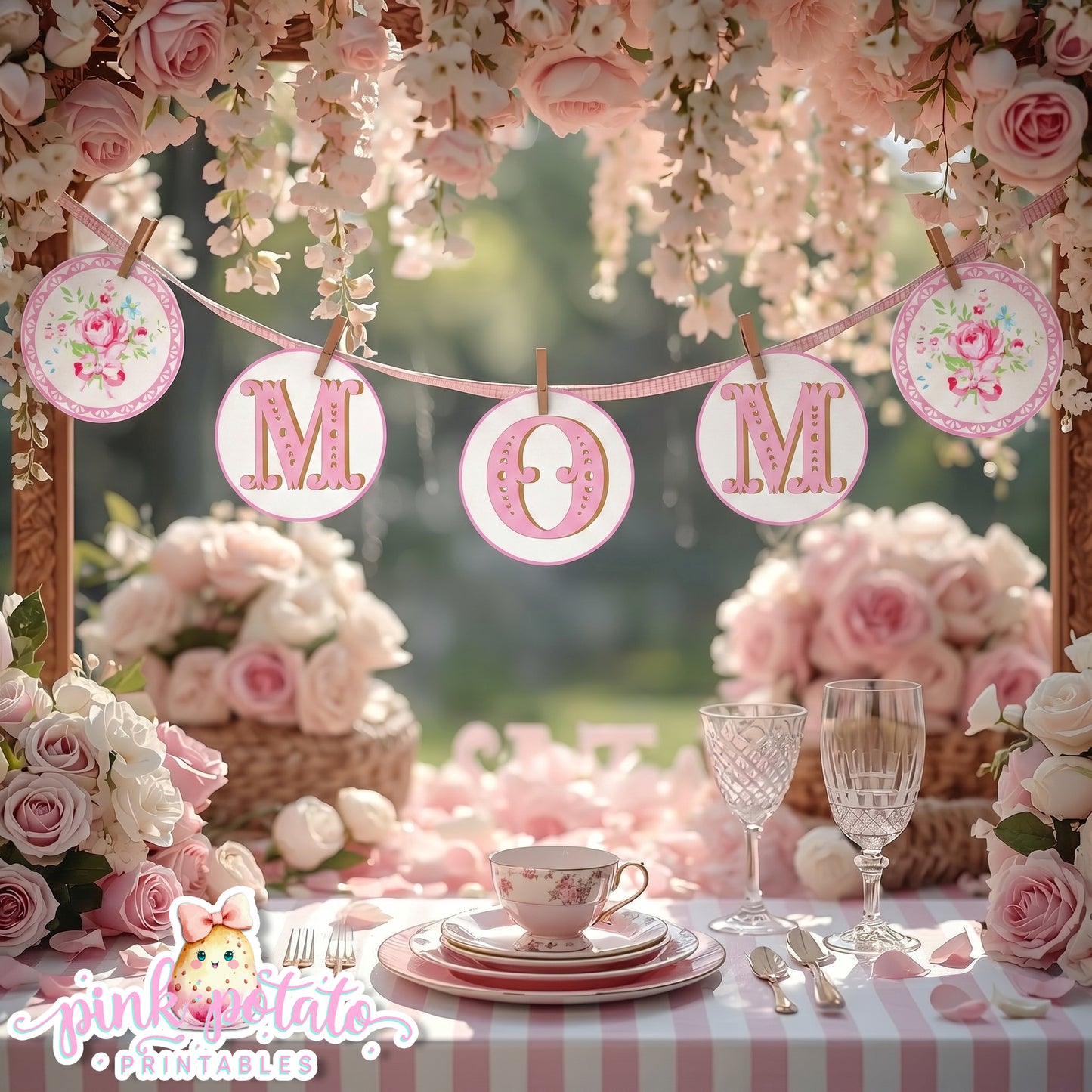 Queen for the Day-Banner & Full Alphabet-Plain and Theme-Party Printable-Birthday-Mothers Day-Bridal Shower-Shabby Chic Parties-Decorations