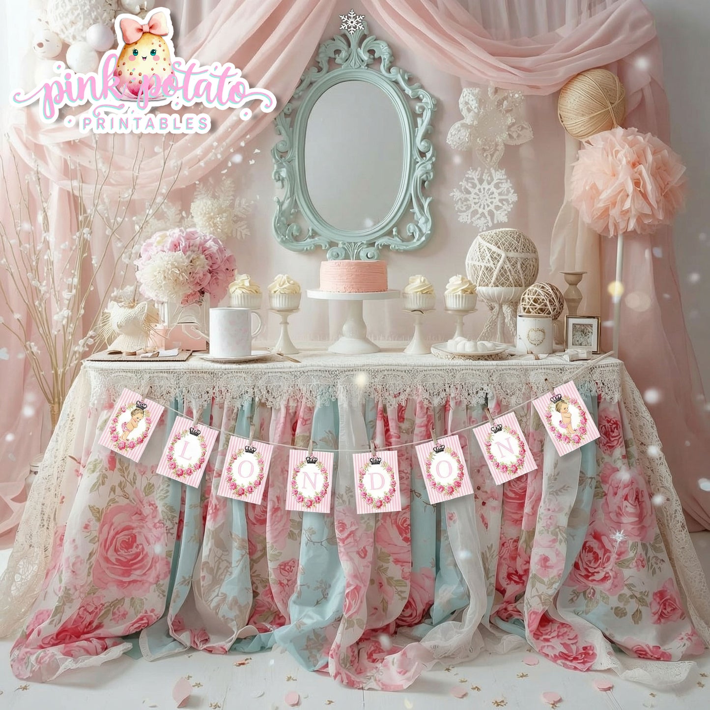 Winter ONE-derland-Banner & Full Alphabet-First Birthday-Party Printable-Birthday-Onederland-Mothers Day-Shower-Decorations-INSTANT DOWNLOAD