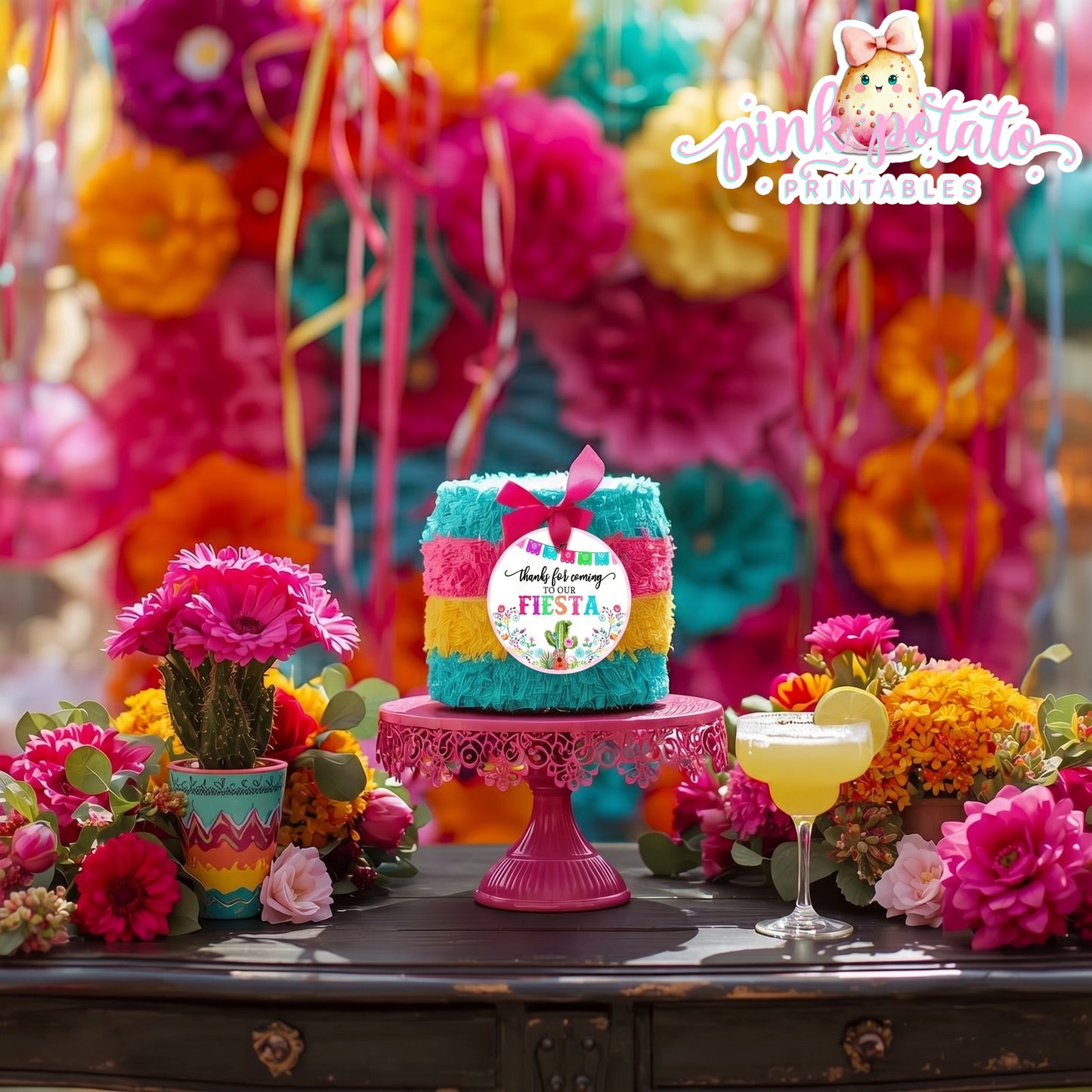 Fiesta-3" ROUND TAGS-Thank You Tags-Party Logos-Favor Tags-Party Favor Tags-Cinco De Mayo-Taco Tuesday-Margarita Monday-INSTANT DOWNLOAD