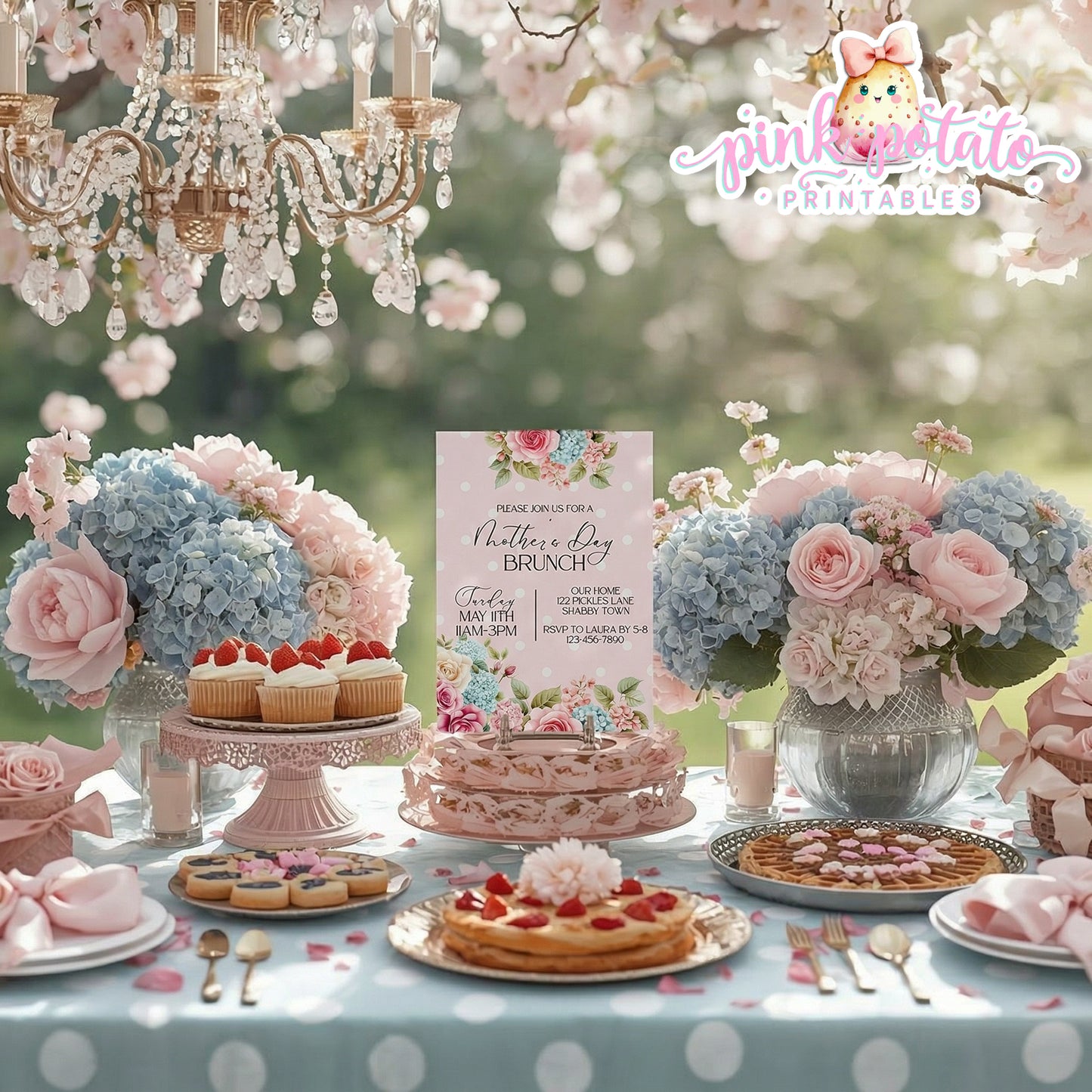 Mother's Day Brunch-Invitation-Customize All Text in Corjl ONLY-Mothers Day Party-Mother's Day Lunch-Potluck Party-Grandmother-Grandma-Mama-Mommy-Mom-INSTANT DOWNLOAD