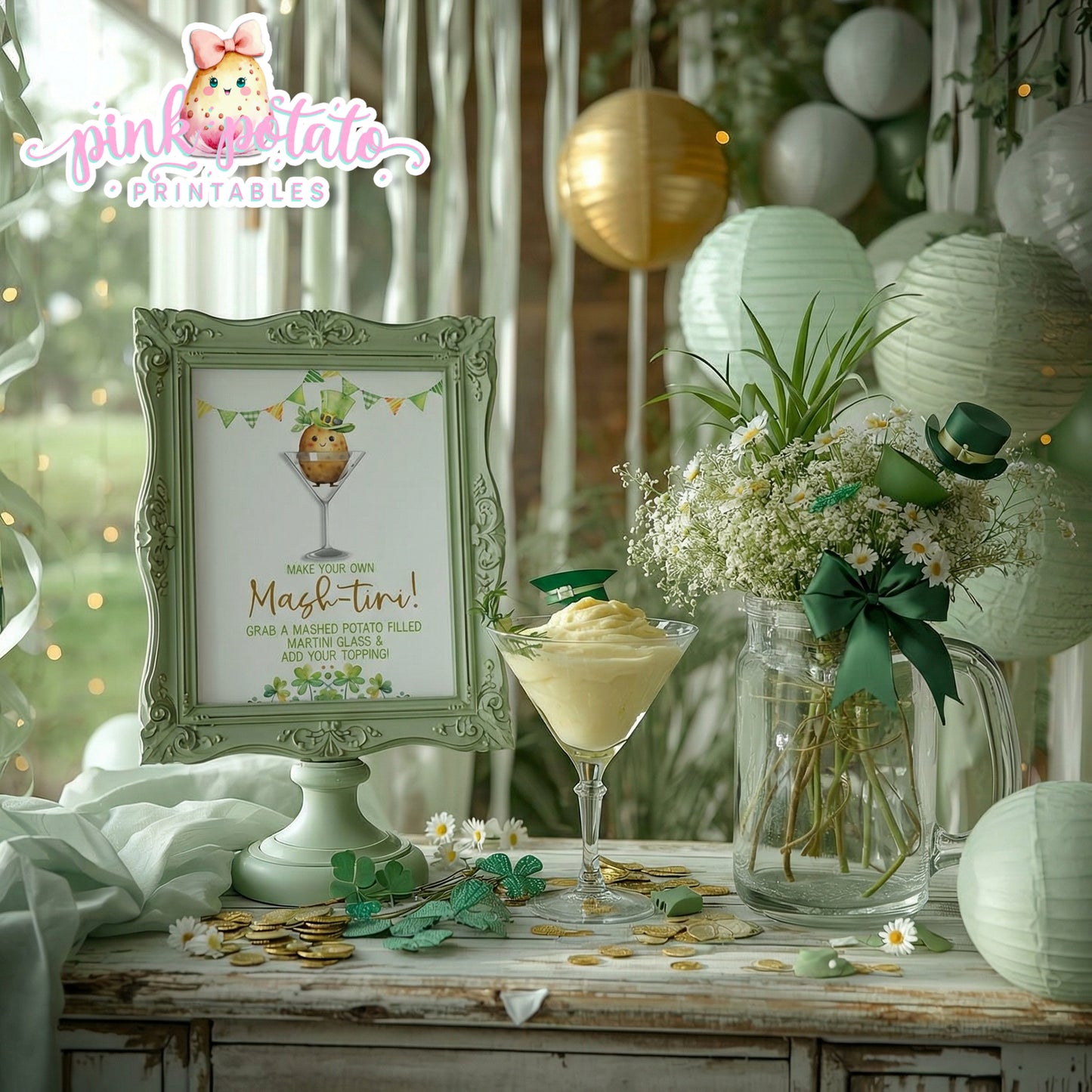 St. Paddy's Day-Mashtini Bar Sign-Mashed Potato Bar-Mash-tini-St. Patrick's Day Theme-Party Printable-Digital-INSTANT DOWNLOAD