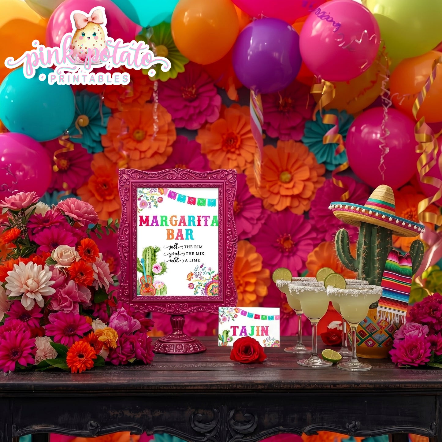 Fiesta-MARGARITA SET-Margarita Bar Sign-Juice Bottle Tags-Tent Cards for fruits etc-Editable in Corjl-Cinco De Mayo-Taco Tuesday-Margarita Monday-INSTANT DOWNLOAD