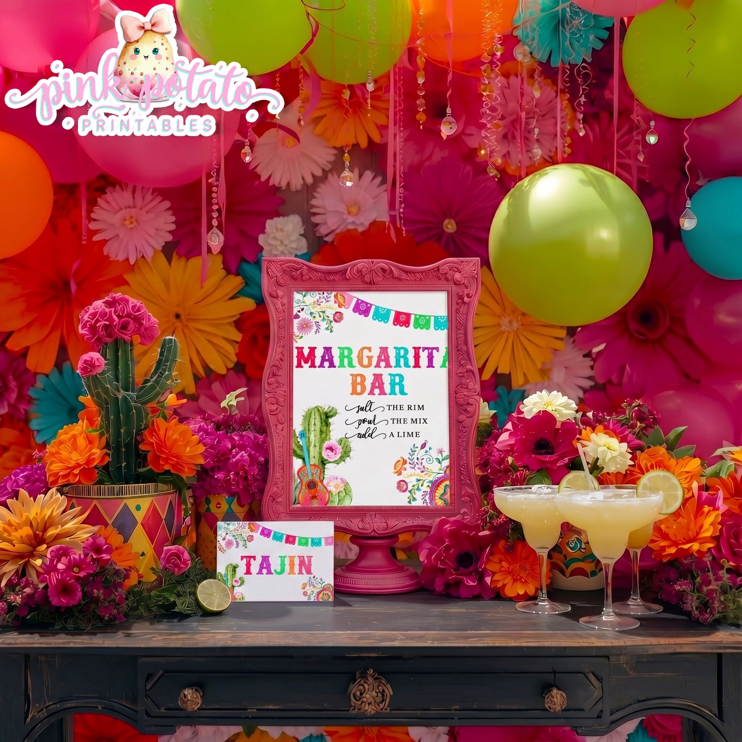 Fiesta-MARGARITA SET-Margarita Bar Sign-Juice Bottle Tags-Tent Cards for fruits etc-Editable in Corjl-Cinco De Mayo-Taco Tuesday-Margarita Monday-INSTANT DOWNLOAD