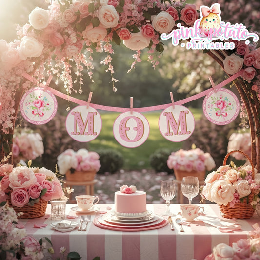 Queen for the Day-Banner & Full Alphabet-Plain and Theme-Party Printable-Birthday-Mothers Day-Bridal Shower-Shabby Chic Parties-Decorations