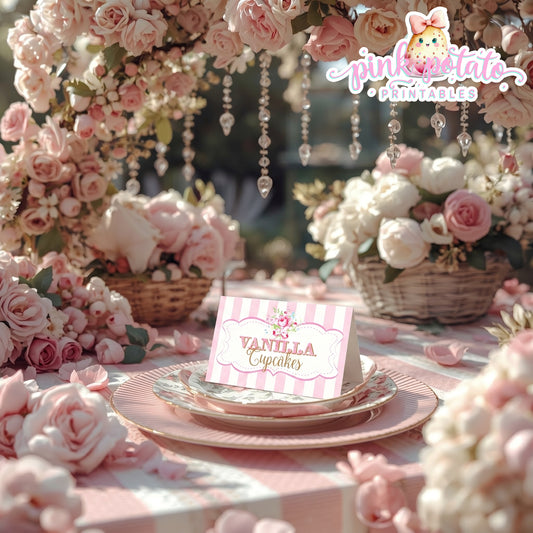Queen for the Day-Buffet/Food/Place Tent Cards-Plain and Theme-Party Printable-Birthday-Mothers Day-Shabby Chic Parties-Digital Decorations