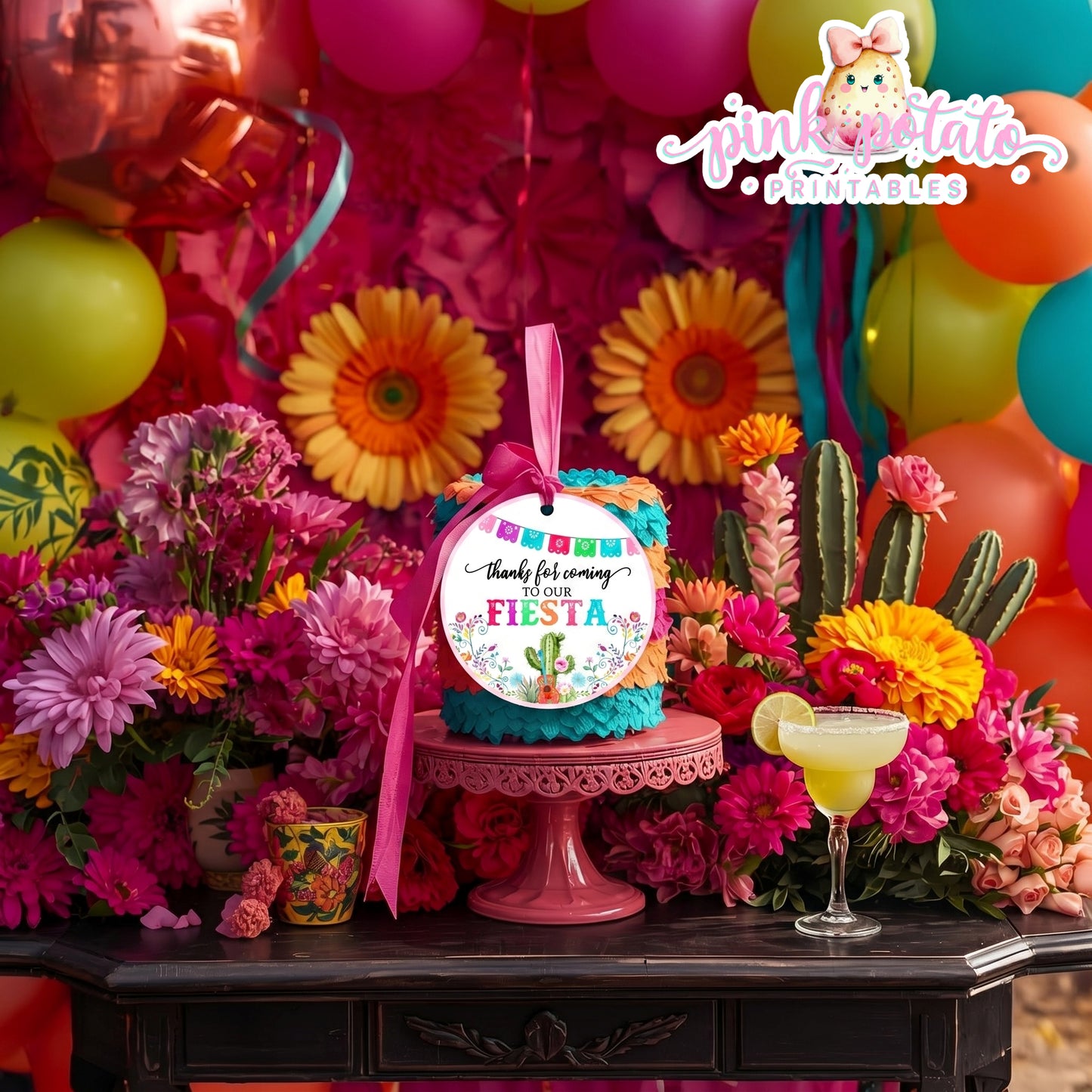 Fiesta-3" ROUND TAGS-Thank You Tags-Party Logos-Favor Tags-Party Favor Tags-Cinco De Mayo-Taco Tuesday-Margarita Monday-INSTANT DOWNLOAD