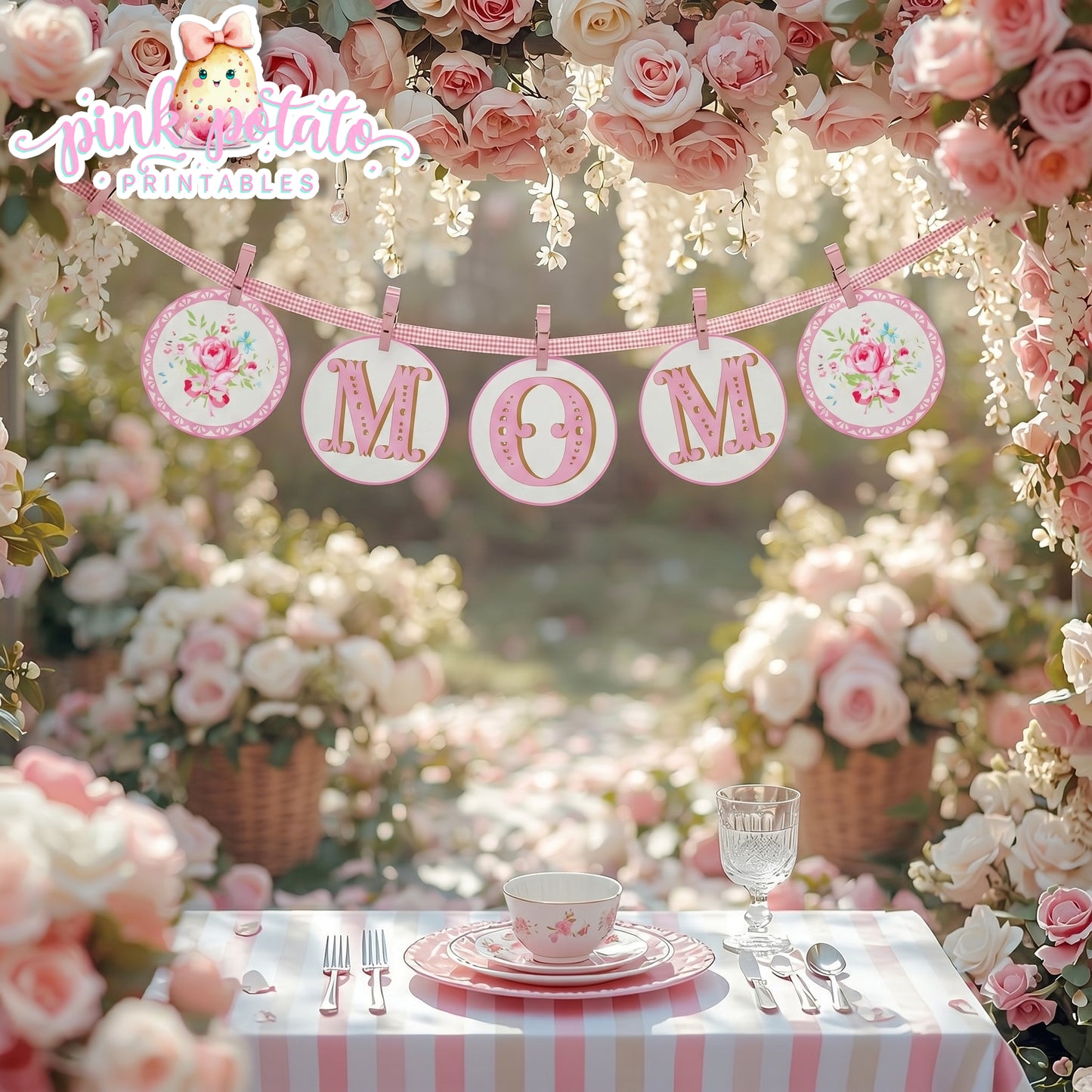 Queen for the Day-Banner & Full Alphabet-Plain and Theme-Party Printable-Birthday-Mothers Day-Bridal Shower-Shabby Chic Parties-Decorations