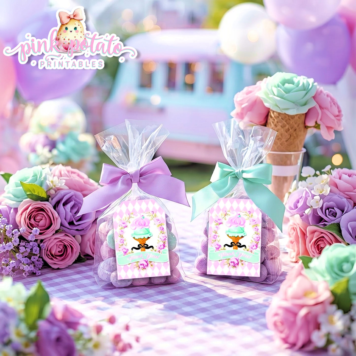 Here's The Scoop, Baby-Favor Tags-Customize in Corjl-Ice Cream Baby Shower-Thank You Tags-Create Your Own-Edit-Digital-INSTANT DOWNLOAD