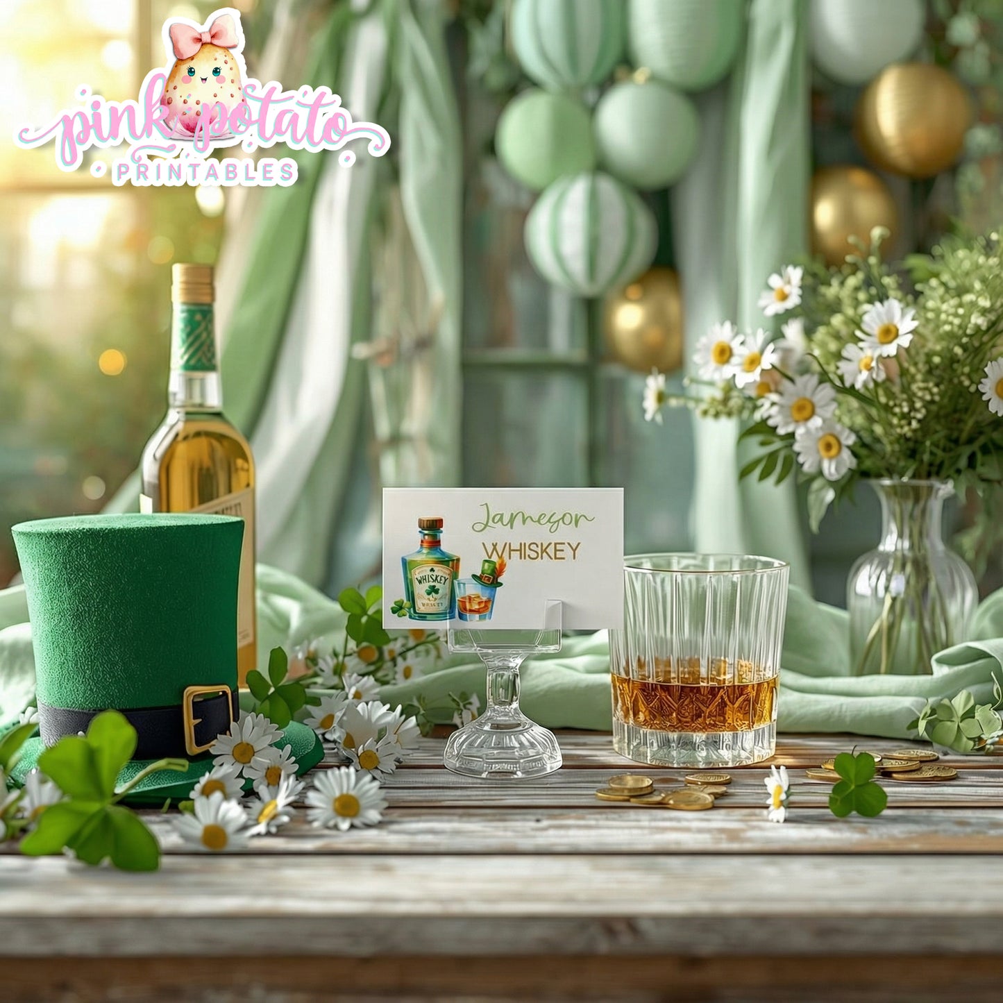St. Paddy's Day-Whiskey Tasting Buffet Cards-Irish Whiskey Bar-Edit in Corjl Only-St. Patrick's Day-Party Printable-Digital-INSTANT DOWNLOAD