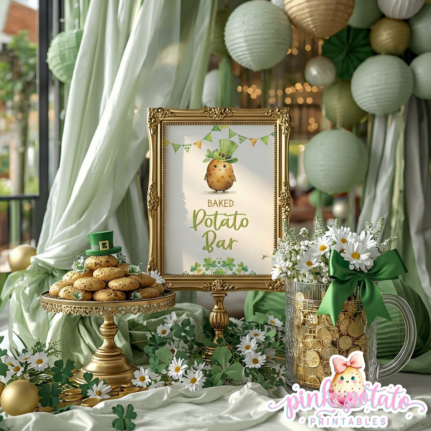 St. Paddy's Day-Baked Potato Bar Sign-Baked Potato Station-St. Patrick's Day Theme-Party Printable-Digital-INSTANT DOWNLOAD