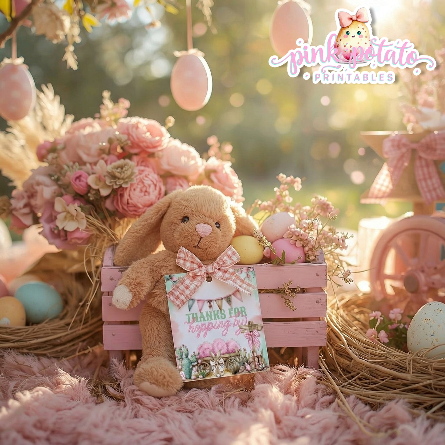 Bunny Trails-FREE Favor Tags-Thank You Tags-Gift Tags-Western Easter-Easter Tags-Easter Sunday-Happy Easter-Cowgirl-Cowboy-INSTANT DOWNLOAD