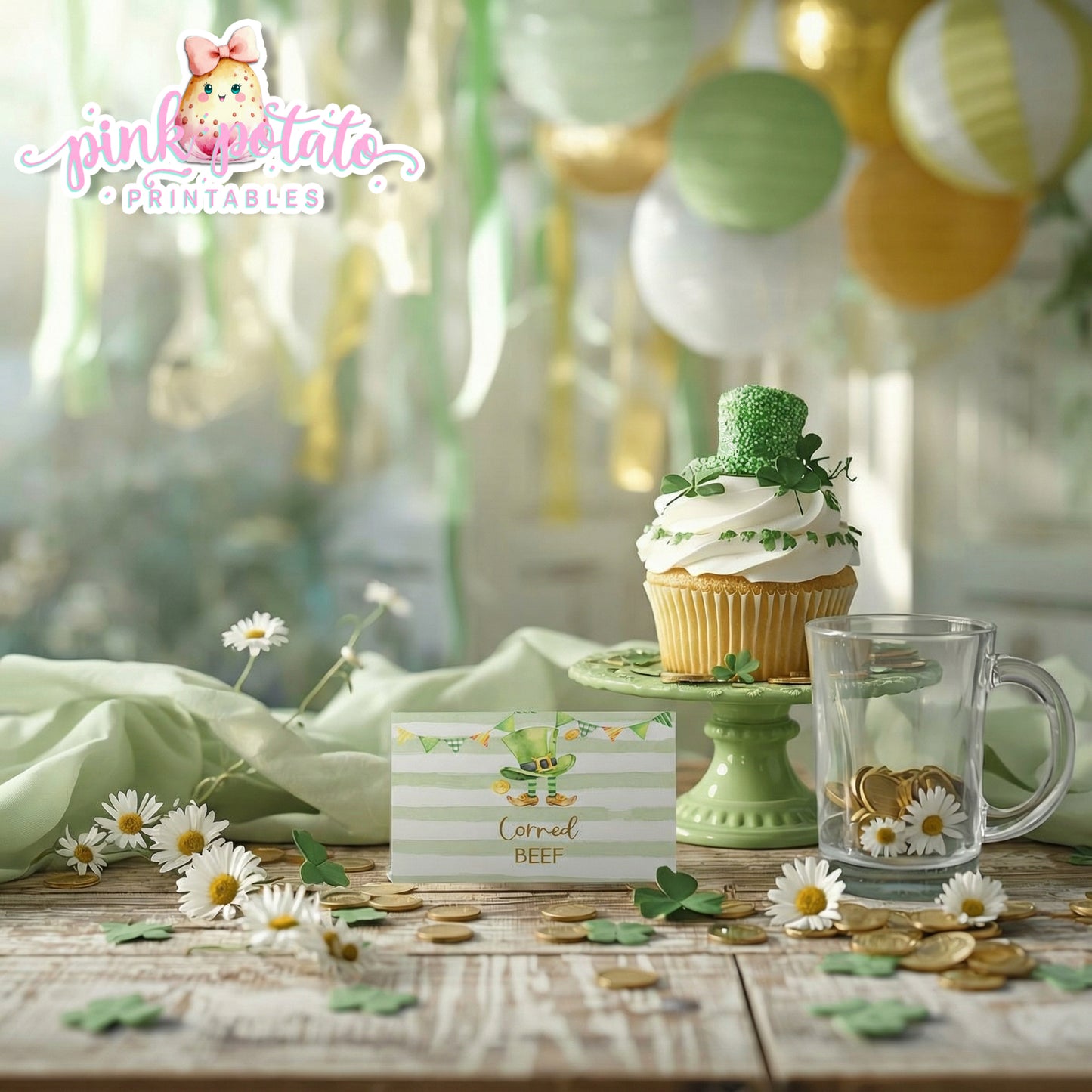 St. Paddy's Day-Buffet Cards-Edit in Corjl Only-St. Patrick's Day Theme-Party Printable-Digital-INSTANT DOWNLOAD