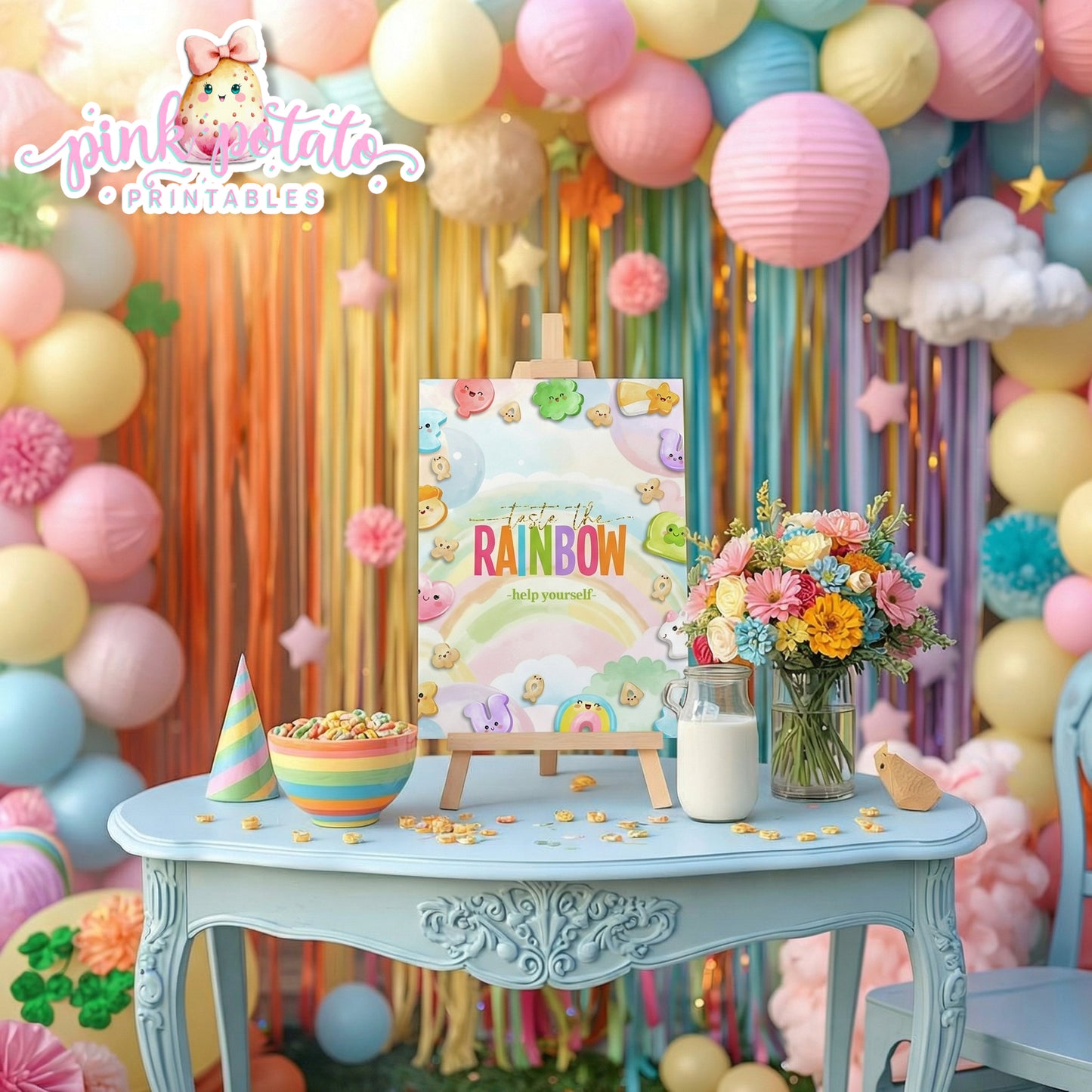 Charmed-8x10 Taste the Rainbow Help Yourself-Party Signs-Buffet Sign-St. Paddy's Day-St. Patrick's Day Theme-Party Printable-DigitaI-Lucky Charms-Marshmallow Cereal-Magical Cereal-INSTANT DOWNLOAD