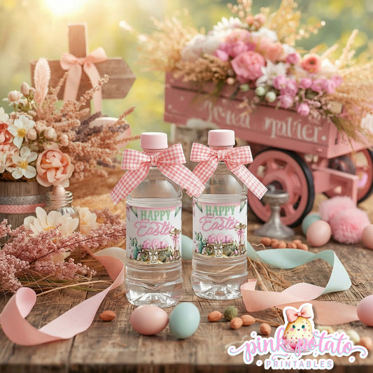 Bunny Trails-Easter Water Bottle Labels-Water Bottle Wrappers-Western Easter-Easter Labels-Easter Sunday-Happy Easter-Cowgirl-Cowboy-INSTANT DOWNLOAD