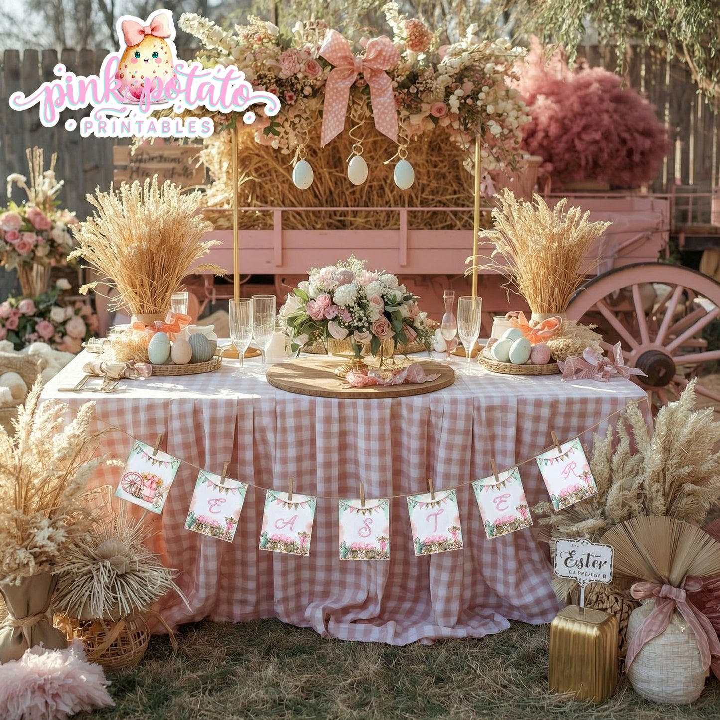 Bunny Trails-Customizable Banner-Completely Editable in CORJL ONLY-Western Easter-Easter Banner-Customize Banner-Easter Sunday-Happy Easter-Cowgirl-Cowboy-Customize-INSTANT DOWNLOAD