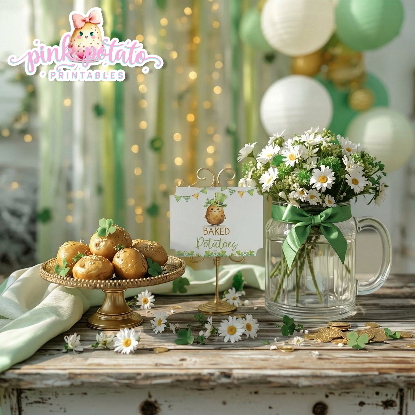 St. Paddy's Day-Baked Potato Bar Buffet Cards-Tent Cards-Mashed Potatoes-St. Patrick's Day Theme-Party Printable-Digital-INSTANT DOWNLOAD