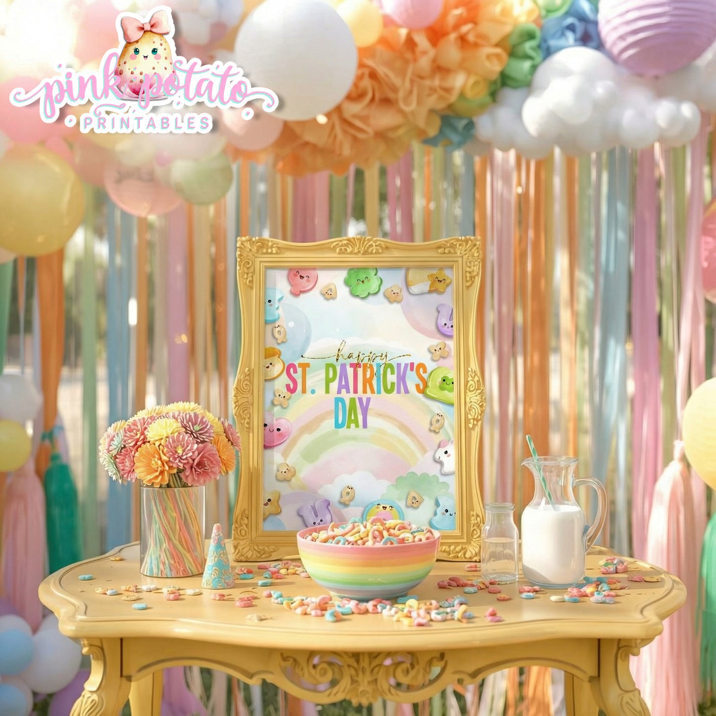 Charmed-8x10 Happy St. Patrick's Day Sign-Party Sign-Buffet Sign-St. Paddy's Day-St. Patrick's Day Theme-Party Printable-DigitaI-Lucky Charms-Marshmallow Cereal-Magical Cereal-INSTANT DOWNLOAD