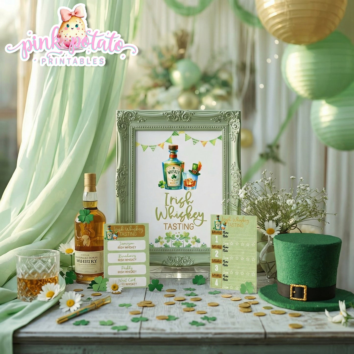 St. Paddy's Day-Whiskey Tasting Bundle-Irish Whiskey Bar-Edit in Corjl Only-St. Patrick's Day Theme-Party Printable-Digital-INSTANT DOWNLOAD