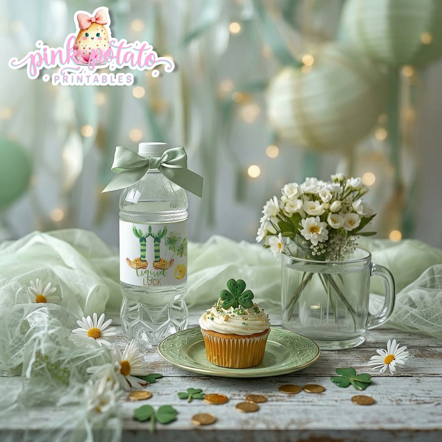 St. Paddy's Day-Water Bottle Labels-2 Versions-Drink Labels-St. Patrick's Day Theme-Leprechauns-Party Printable-Digital-INSTANT DOWNLOAD