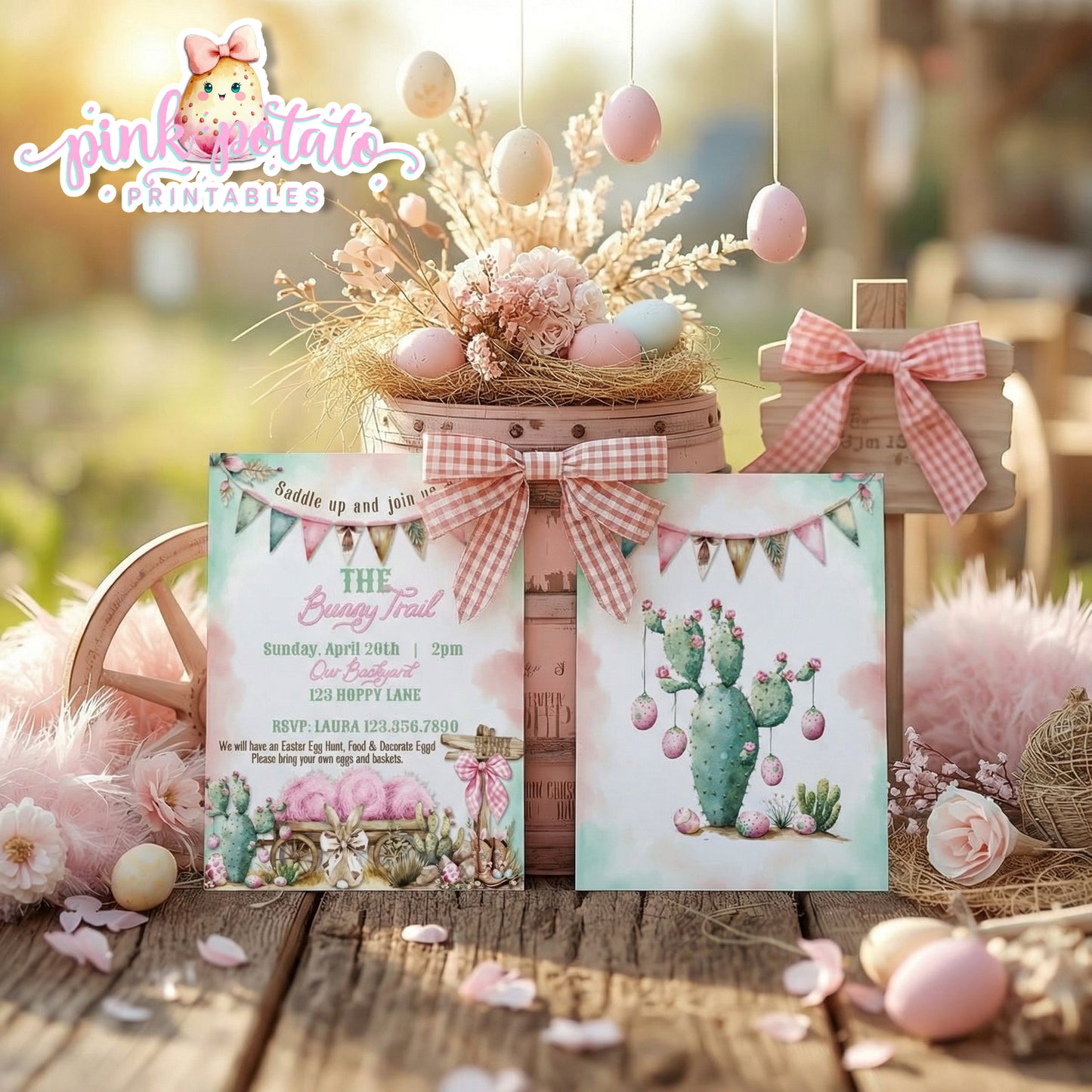 Bunny Trails-Editable Easter Invitation-Completely Editable in CORJL ONLY-Western Easter-Easter Invite-Customize Invitations-Easter Sunday-Happy Easter-Easter Buffet-Cowgirl-Cowboy-Customize-INSTANT DOWNLOAD