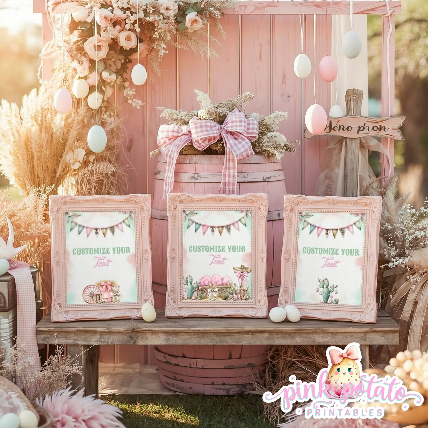 Bunny Trails-8x10 Customizable Sign-Completely Editable in CORJL ONLY-Western Easter-Easter Sign-Customize Poster-Easter Sunday-Happy Easter-Easter Sign-Cowgirl-Cowboy-Customize-INSTANT DOWNLOAD