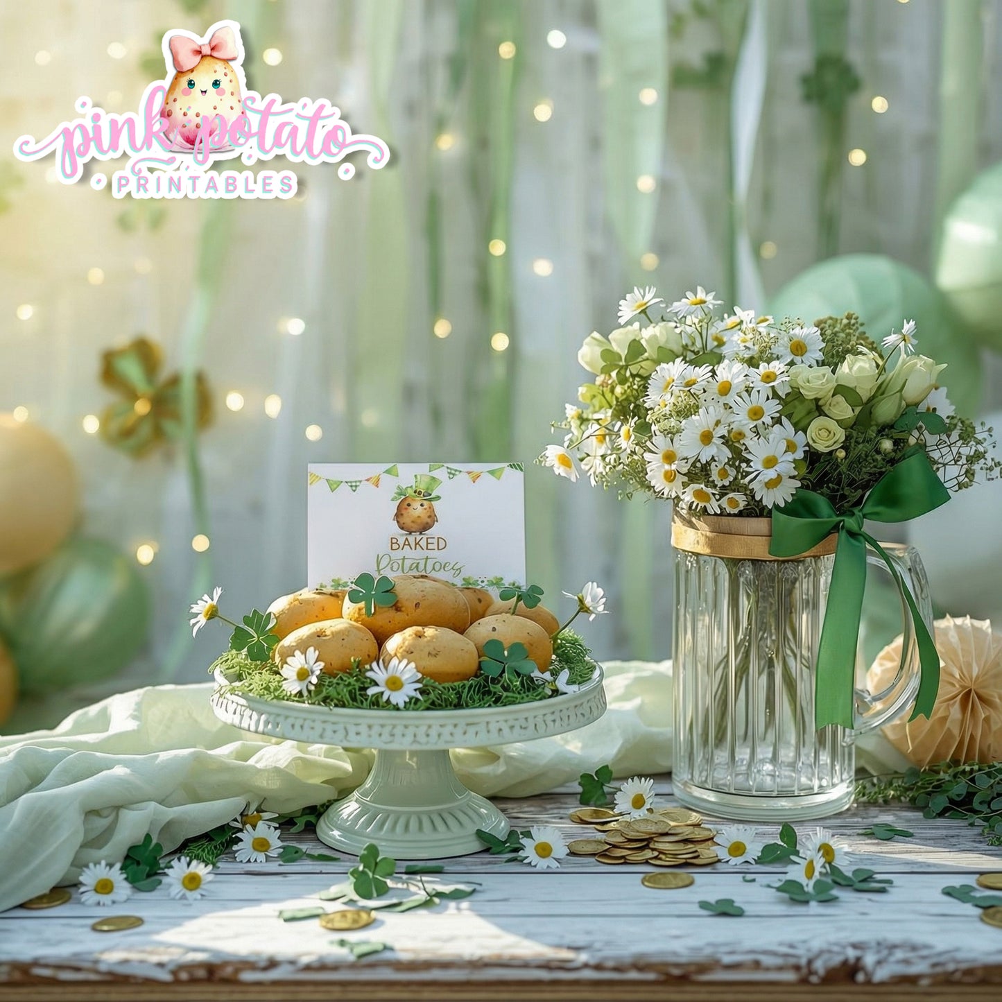 St. Paddy's Day-Baked Potato Bar Buffet Cards-Tent Cards-Mashed Potatoes-St. Patrick's Day Theme-Party Printable-Digital-INSTANT DOWNLOAD