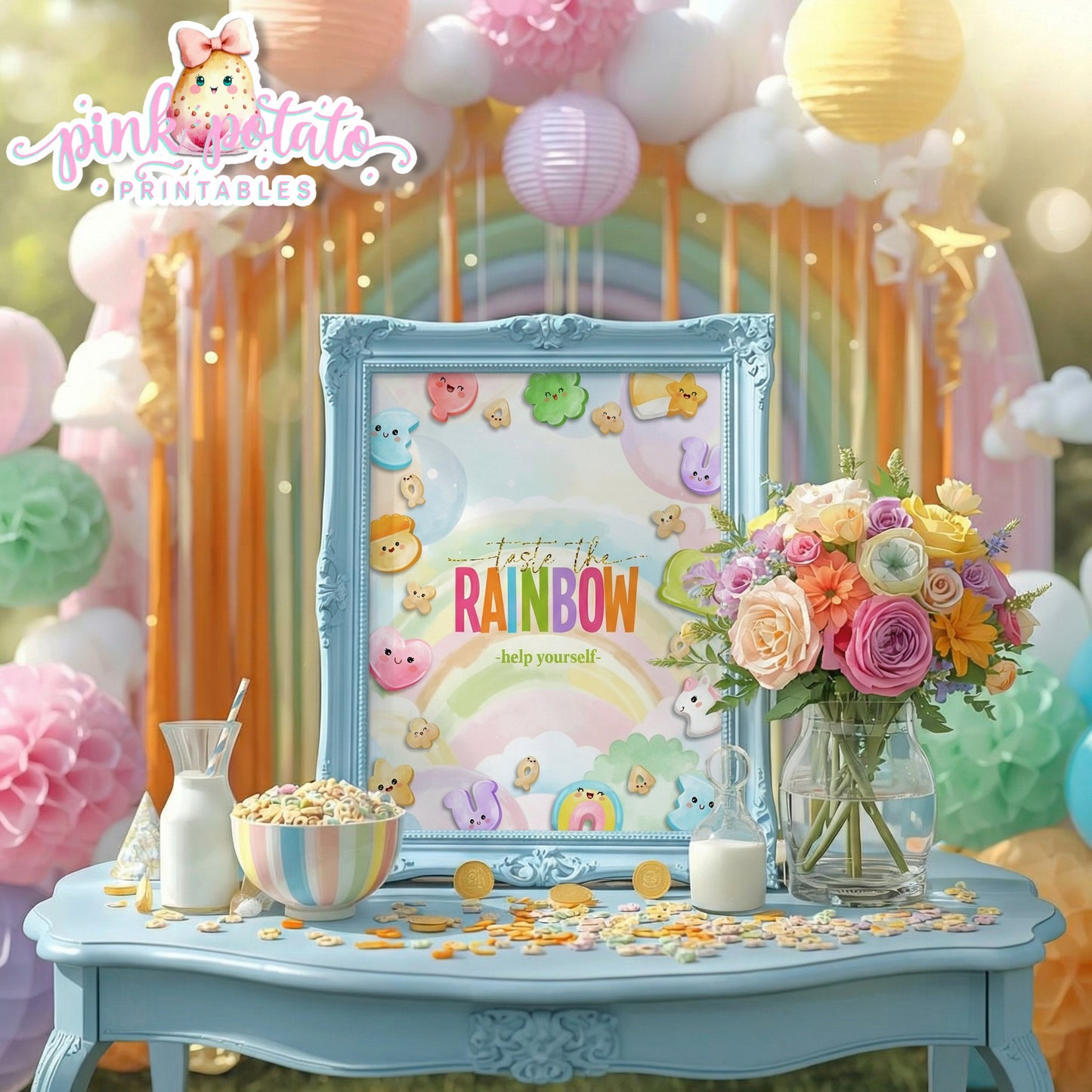 Charmed-8x10 Taste the Rainbow Help Yourself-Party Signs-Buffet Sign-St. Paddy's Day-St. Patrick's Day Theme-Party Printable-DigitaI-Lucky Charms-Marshmallow Cereal-Magical Cereal-INSTANT DOWNLOAD