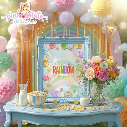 Charmed-8x10 Taste the Rainbow Help Yourself-Party Signs-Buffet Sign-St. Paddy's Day-St. Patrick's Day Theme-Party Printable-DigitaI-Lucky Charms-Marshmallow Cereal-Magical Cereal-INSTANT DOWNLOAD
