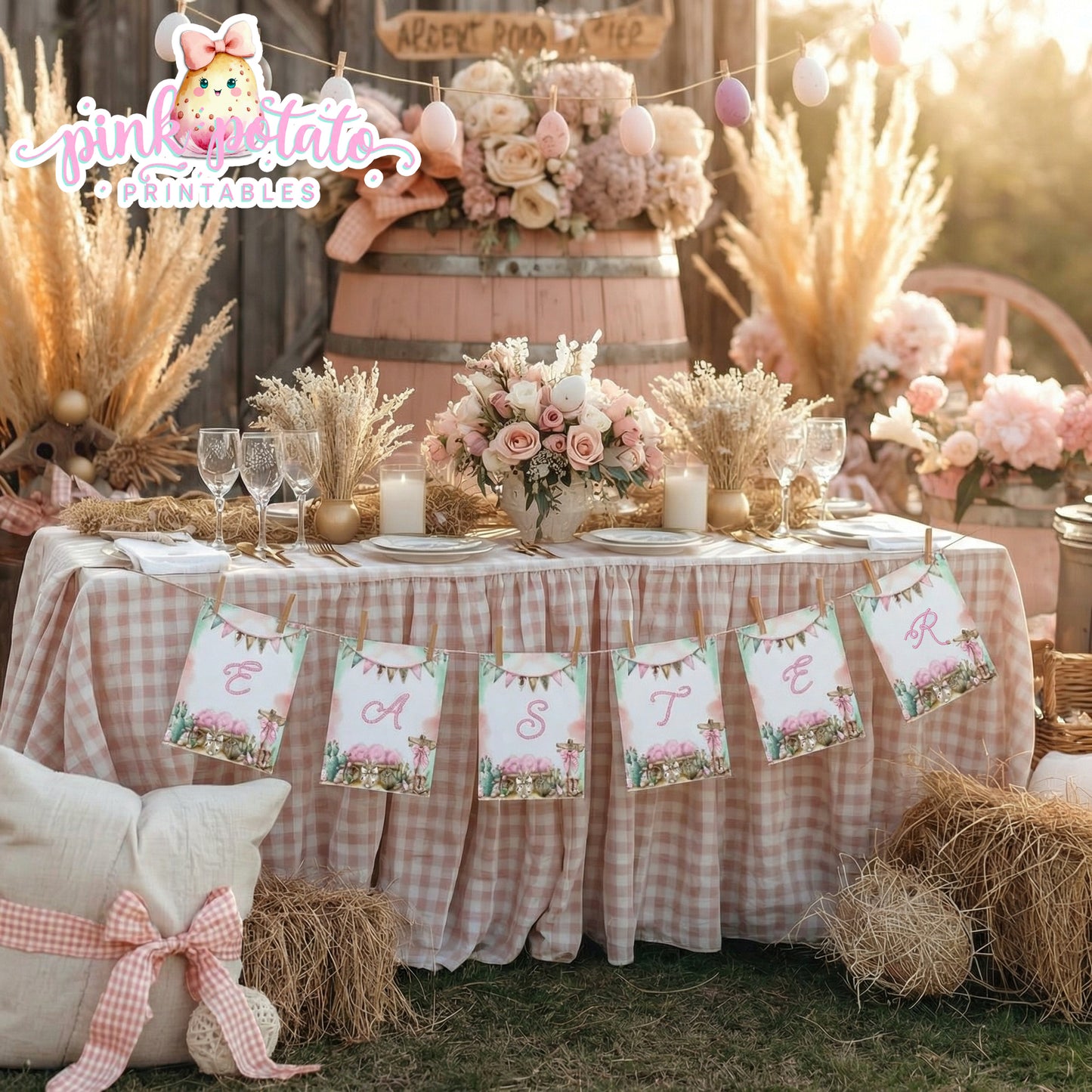 Bunny Trails-Customizable Banner-Completely Editable in CORJL ONLY-Western Easter-Easter Banner-Customize Banner-Easter Sunday-Happy Easter-Cowgirl-Cowboy-Customize-INSTANT DOWNLOAD